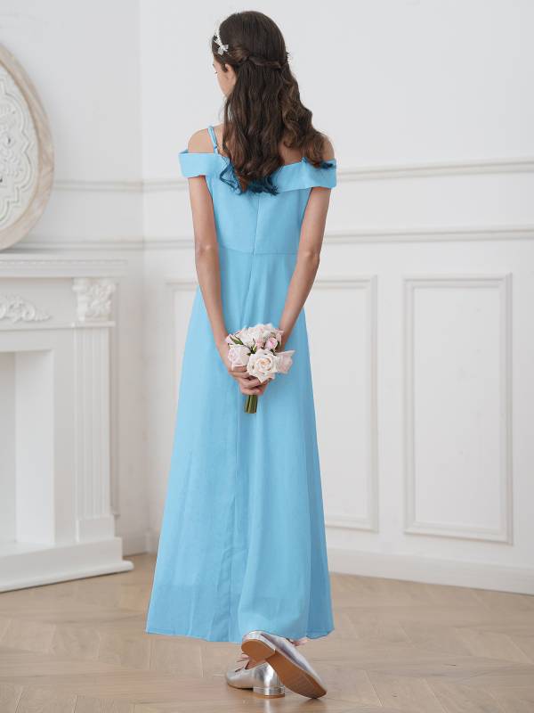 Kids Girls Chiffon Off-Shoulder Maxi Party Dress thumb