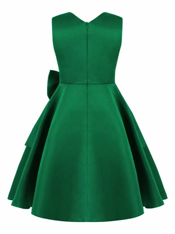 Kids Girls Bowknot Stain A-line Party Dress thumb
