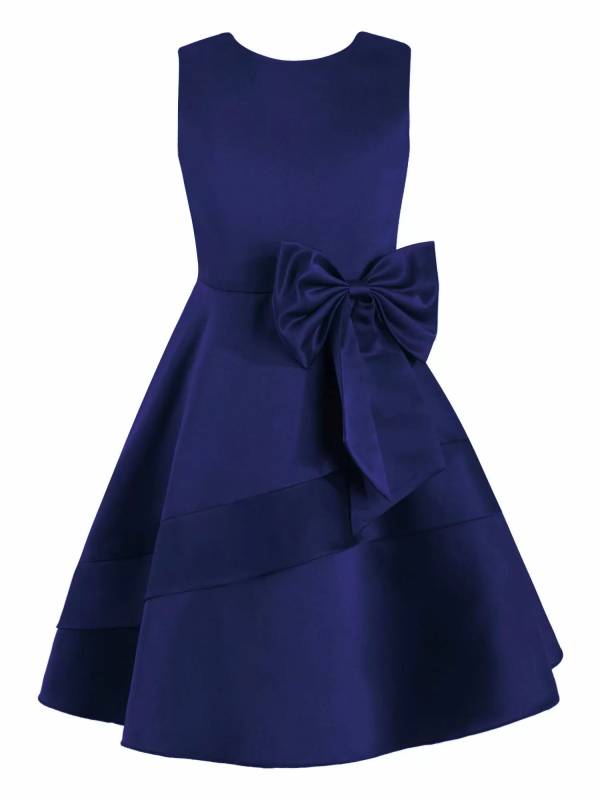 Kids Girls Bowknot Stain A-line Party Dress thumb