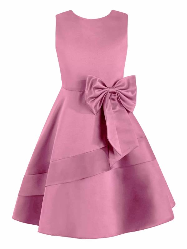 Kids Girls Bowknot Stain A-line Party Dress thumb