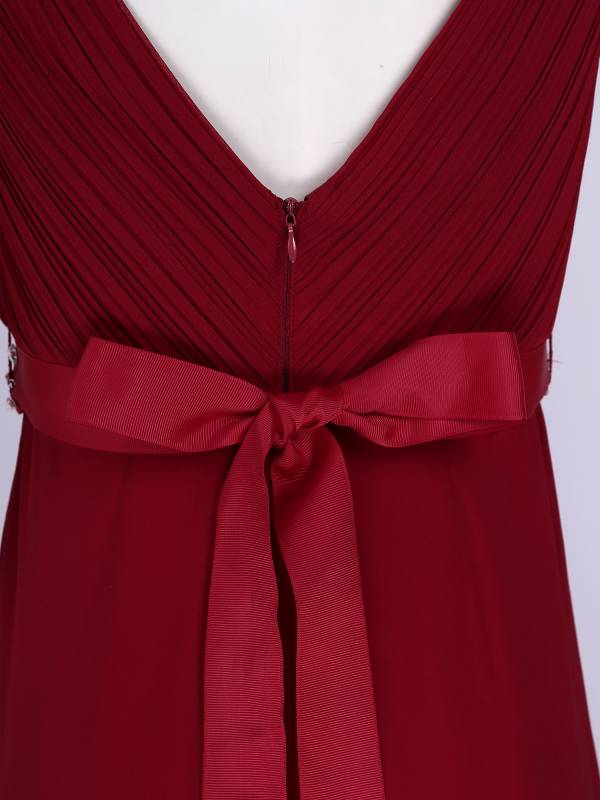 Women Solid Chiffon A-Line Hi-Lo Hem Bridesmaid Maxi Dress thumb