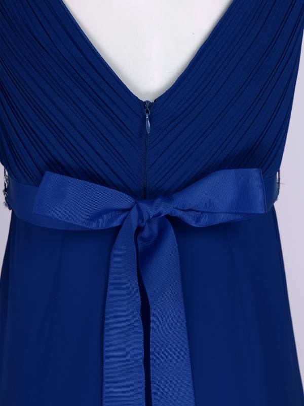 Women Solid Chiffon A-Line Hi-Lo Hem Bridesmaid Maxi Dress thumb