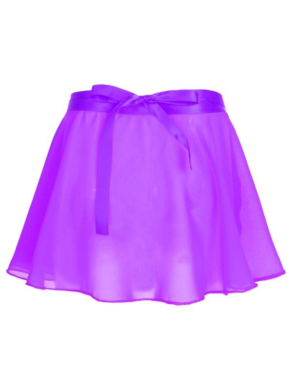 Girls Solid Color Chiffon Pull-On Ballet Dance Mini Skirt thumb