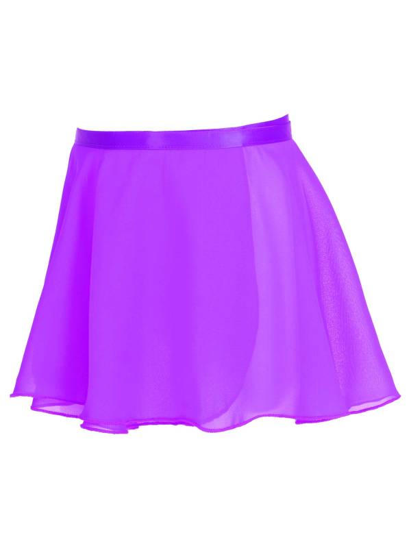 Girls Solid Color Chiffon Pull-On Ballet Dance Mini Skirt thumb