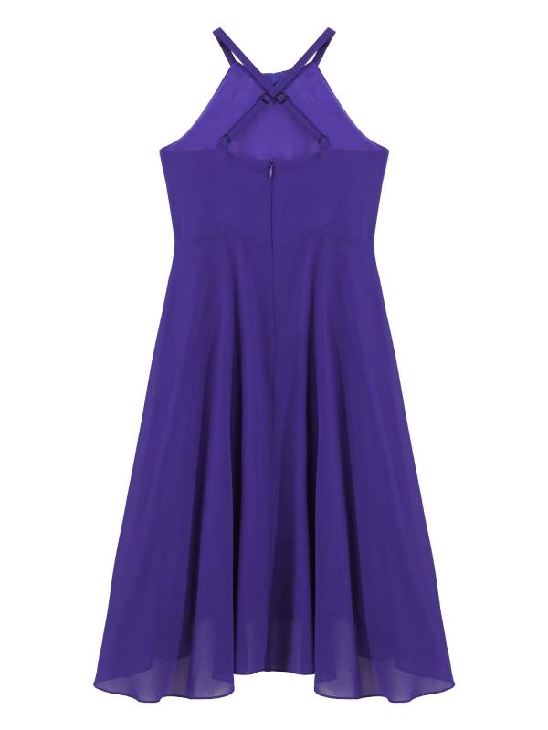 Kids Girls Sleeveless Scoop Neck  Hi-Lo Dress for Party thumb