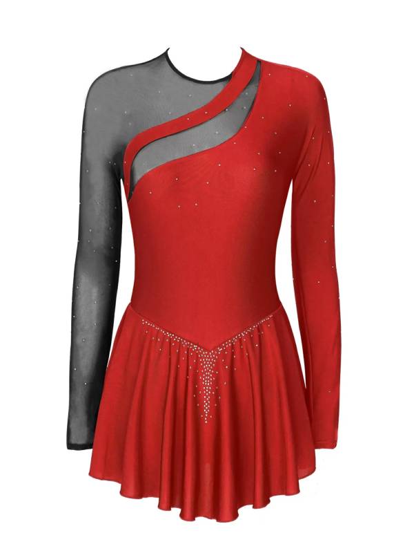 Women Long Sleeves Figure Skating Mini Dress thumb