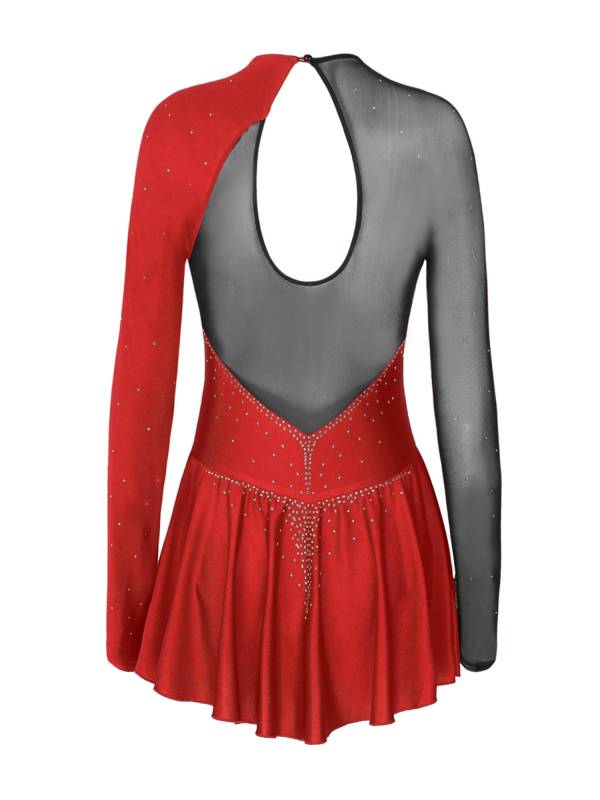 Women Long Sleeves Figure Skating Mini Dress thumb