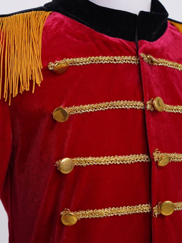 Kids Boys Velvet Drum and Trumpet Team Front Button Tassel Coat thumb