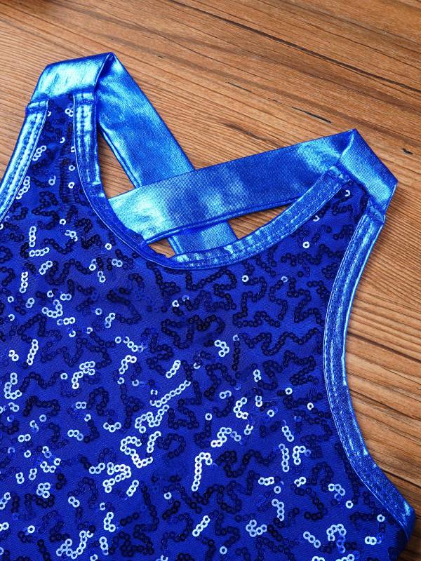 Kids Girls Backless Sequined Bowknot Jazz Tap Dance Leotard Dress thumb