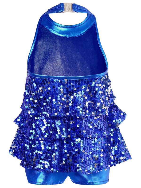 Kids Girls Backless Sequins Ballet Dance Unitard Jazz Costumes thumb