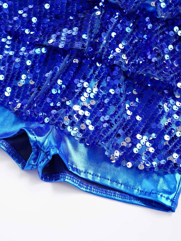Kids Girls Backless Sequins Ballet Dance Unitard Jazz Costumes thumb