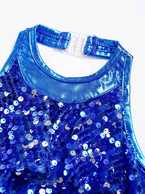 Kids Girls Backless Sequins Ballet Dance Unitard Jazz Costumes thumb