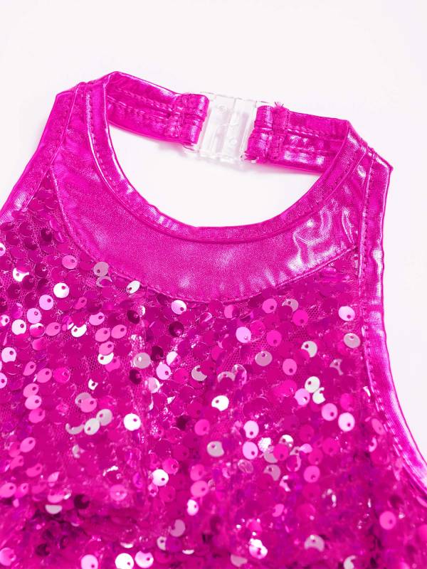 Kids Girls Backless Sequins Ballet Dance Unitard Jazz Costumes thumb
