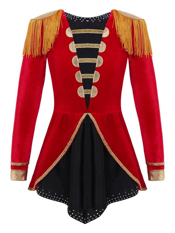 Kids Girls Long Sleeves Tassels Christmas Circus Cosplay Leotard thumb