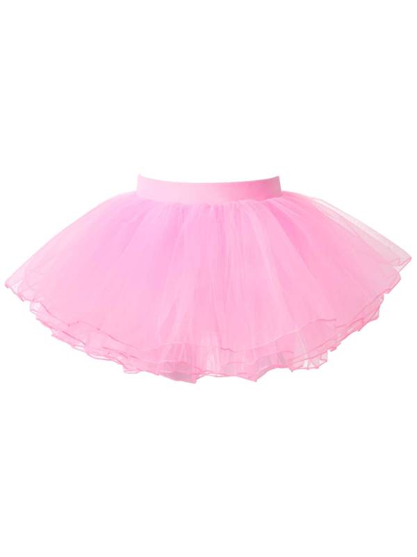Kids Girls Elastic Waistband Tutu Mesh Skirt Solid Ballet Dance Skirt thumb