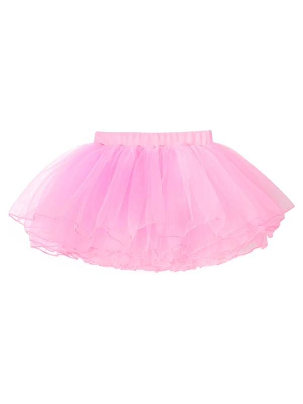 Kids Girls Elastic Waistband Tutu Mesh Skirt Solid Ballet Dance Skirt thumb