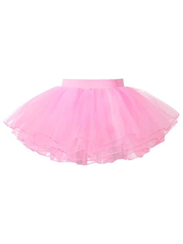 Kids Girls Elastic Waistband Tutu Mesh Skirt Solid Ballet Dance Skirt thumb