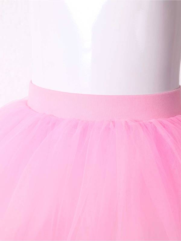 Kids Girls Elastic Waistband Tutu Mesh Skirt Solid Ballet Dance Skirt thumb