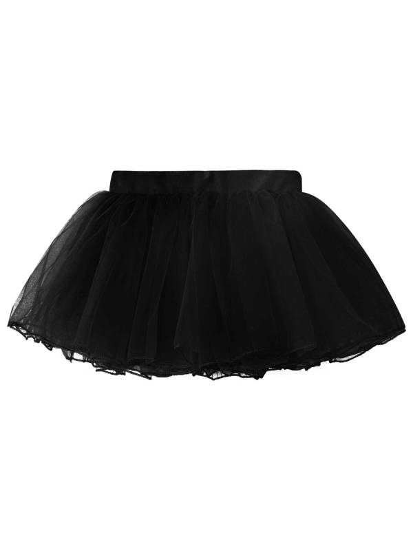 Kids Girls Elastic Waistband Tutu Mesh Skirt Solid Ballet Dance Skirt thumb