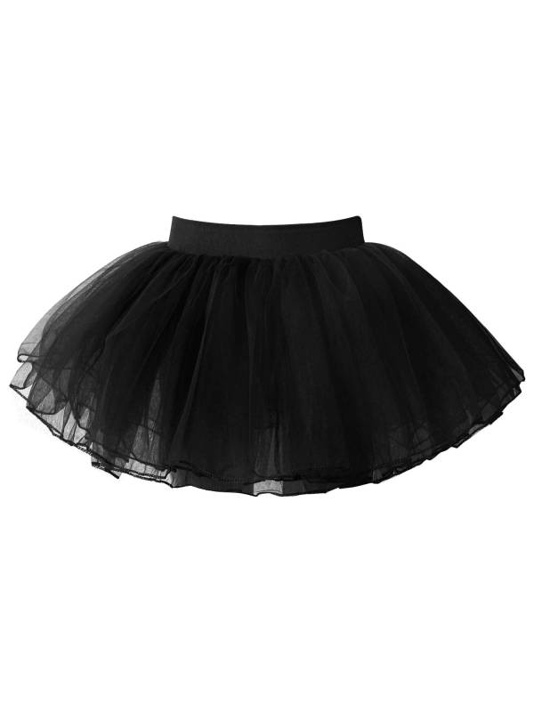 Kids Girls Elastic Waistband Tutu Mesh Skirt Solid Ballet Dance Skirt thumb