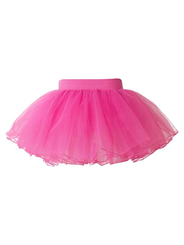 Kids Girls Elastic Waistband Tutu Mesh Skirt Solid Ballet Dance Skirt thumb
