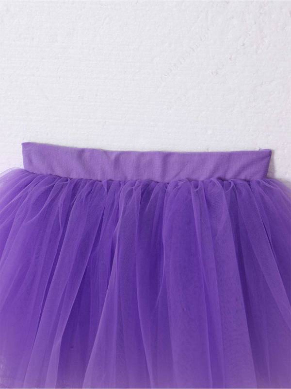 Kids Girls Elastic Waistband Tutu Mesh Skirt Solid Ballet Dance Skirt thumb