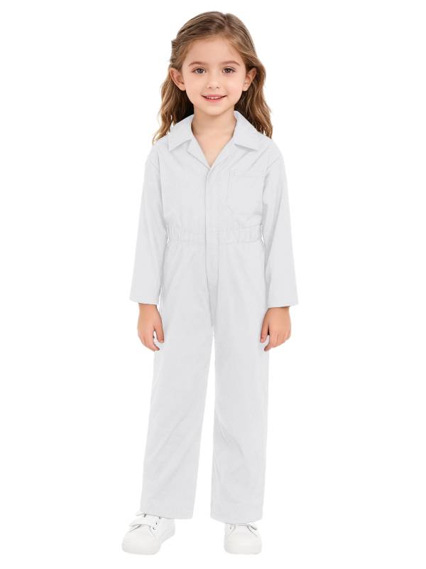 Kids Boys Long Sleeve Zipper Solid Color Coverall Casual Jumpsuit thumb