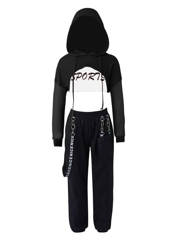 Kids Girls 3Pcs Long Sleeves Hoodie Vest and Pants Sports Set thumb