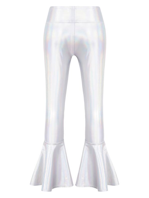 Kids Girls High Waist Glossy Bell-bottom Dance Pants thumb