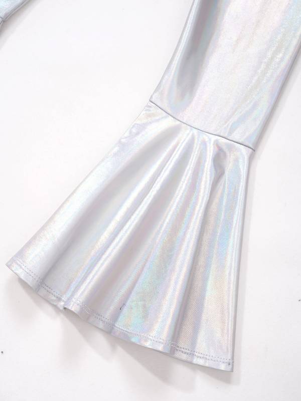 Kids Girls High Waist Glossy Bell-bottom Dance Pants thumb