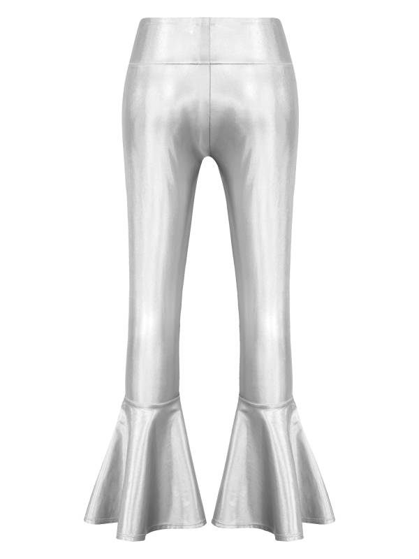 Kids Girls High Waist Glossy Bell-bottom Dance Pants thumb