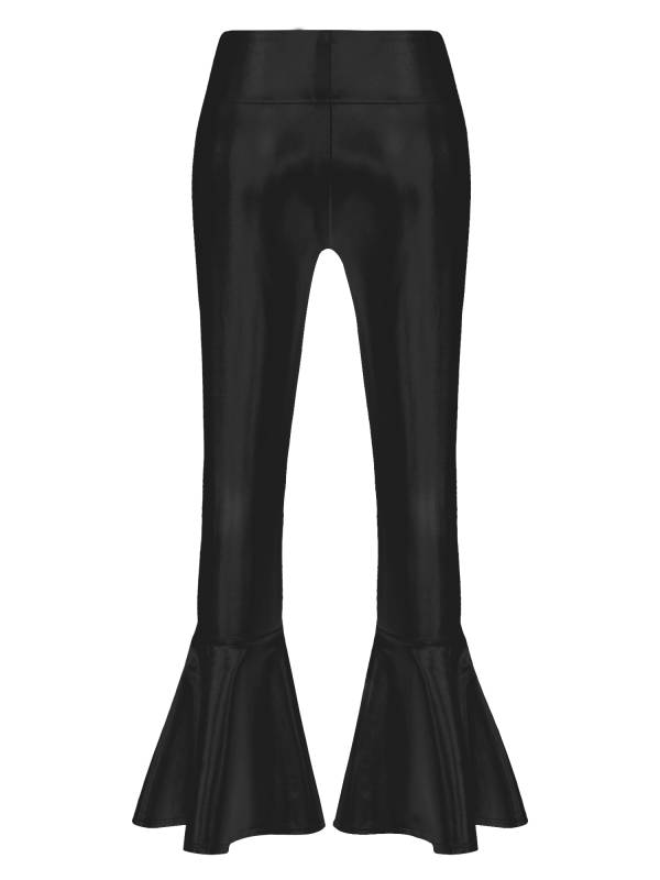 Kids Girls High Waist Glossy Bell-bottom Dance Pants thumb