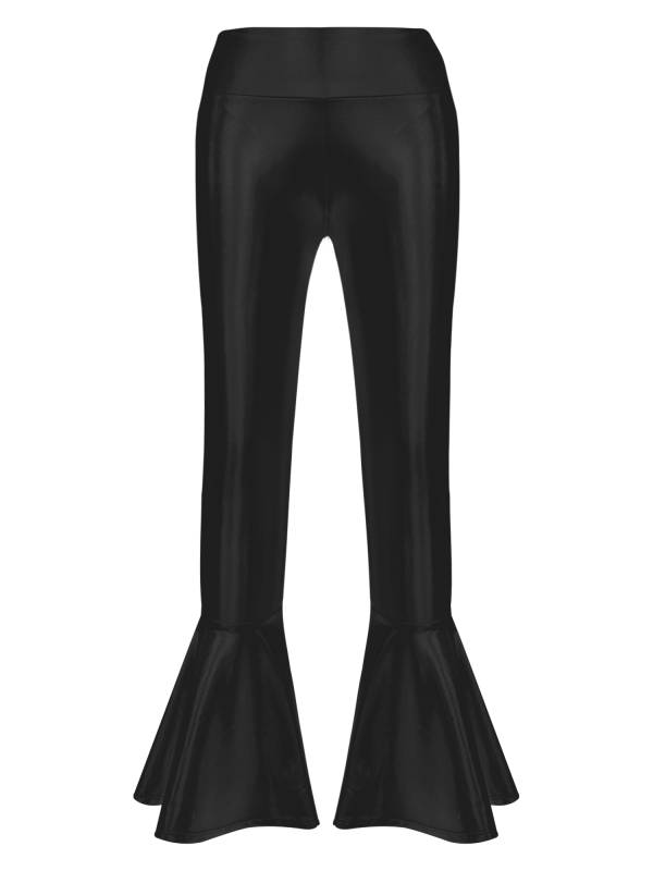 Kids Girls High Waist Glossy Bell-bottom Dance Pants thumb