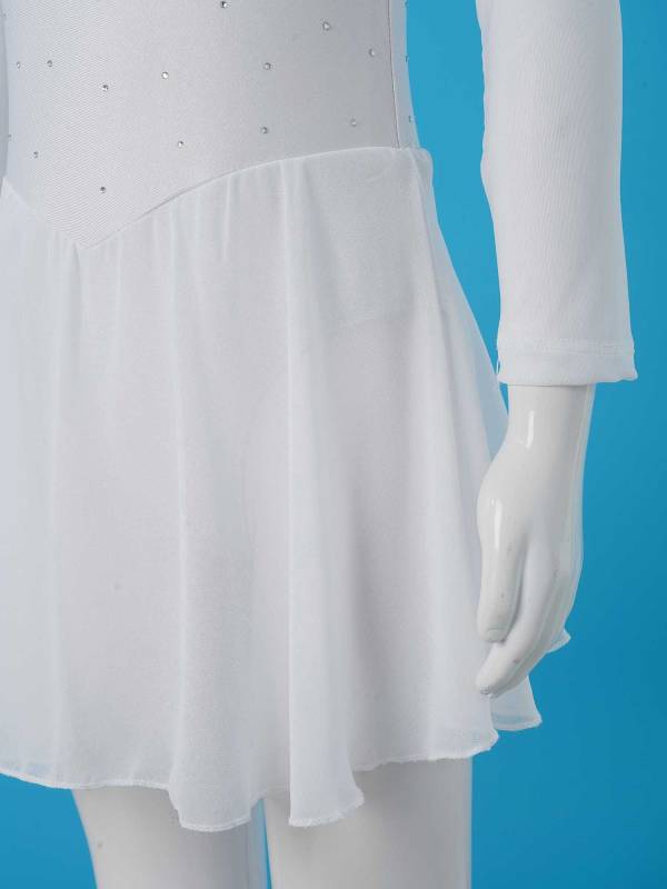 Kids Girls Mesh Long Sleeves Figure Ice Skating Leotard Dress thumb