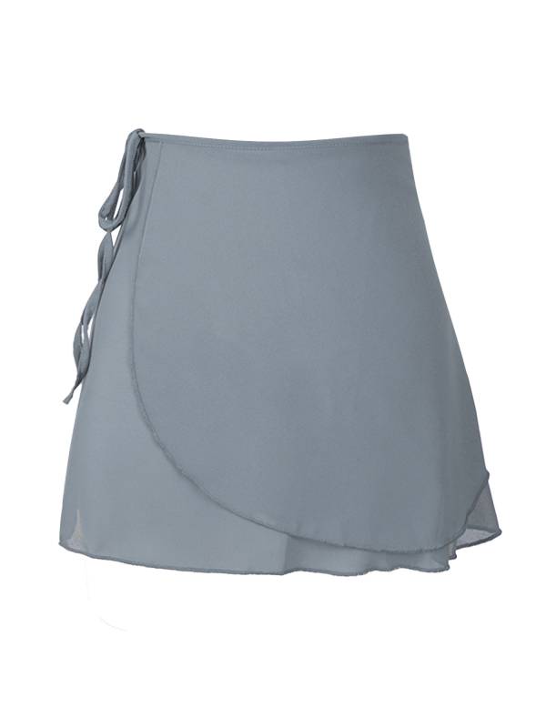 Women Lace-up Chiffon Solid Color Miniskirt for Dance Training thumb