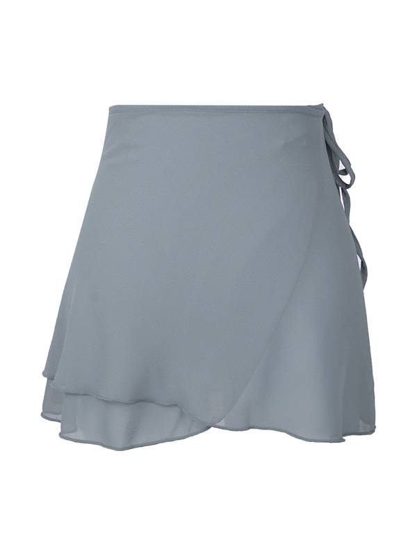 Women Lace-up Chiffon Solid Color Miniskirt for Dance Training thumb