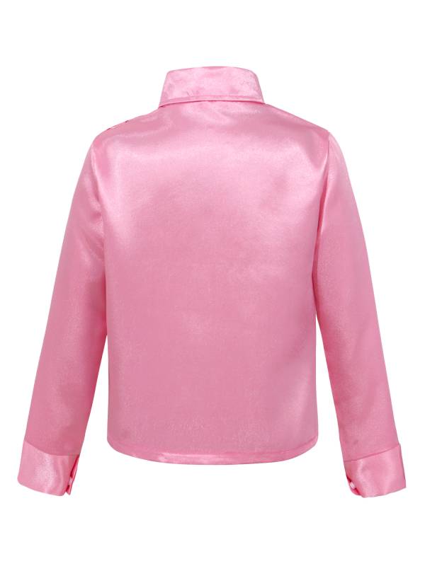 Kids Boys Glittery Sequin Long Sleeve Latin Dance Shirt thumb