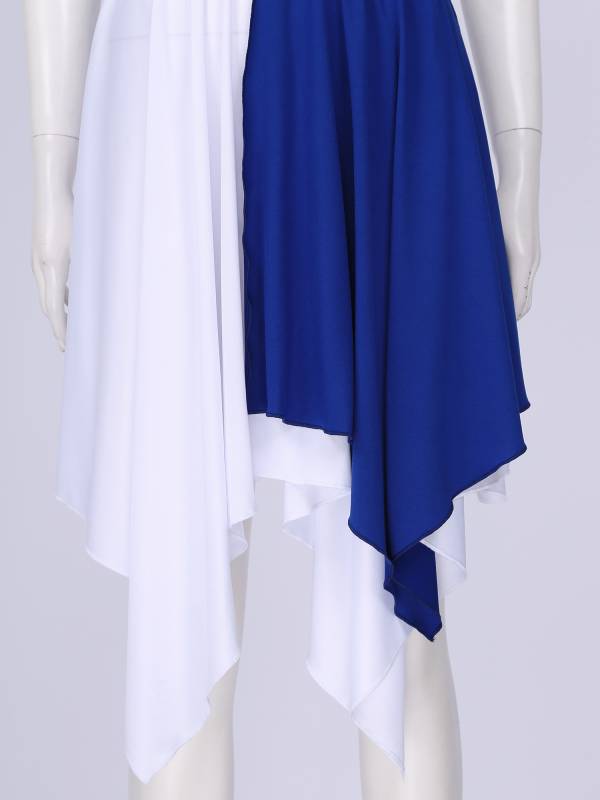 Women Color Block Sleeveless Praise Dance Dress(not include white underdress) thumb