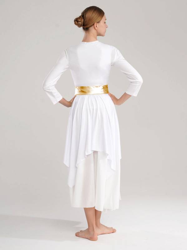 Women Color Block Sleeveless Praise Dance Dress(not include white underdress) thumb