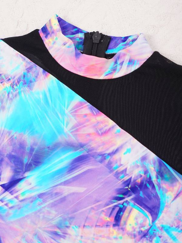 Kids Girls Mock Neck Long Sleeves Gym Jumpsuit thumb