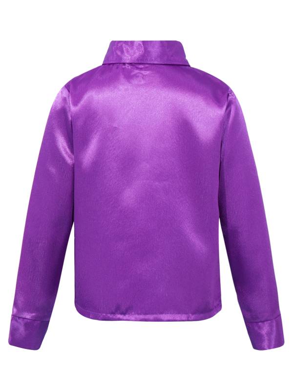 Kids Boys Glittery Sequin Long Sleeve Latin Dance Shirt thumb