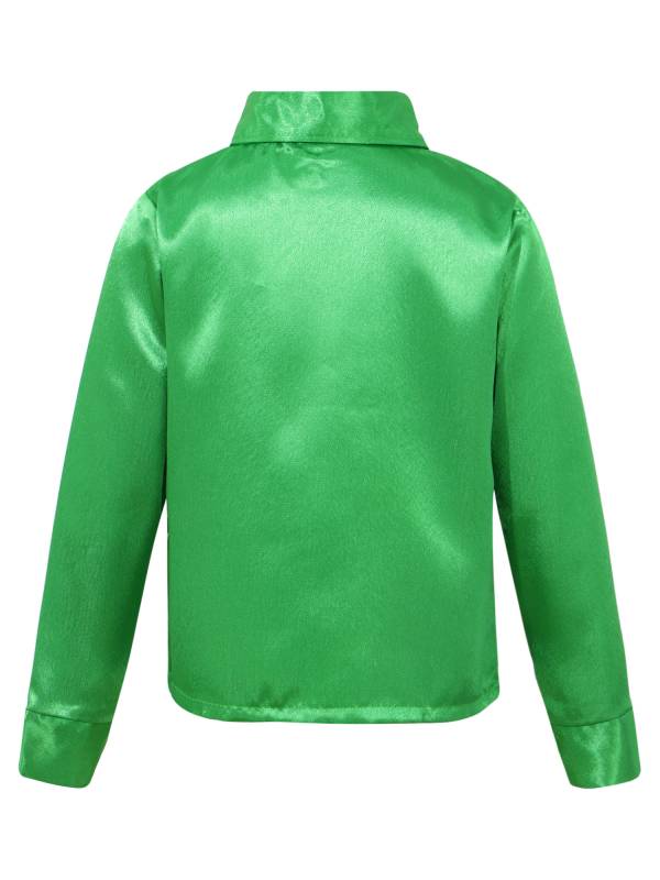 Kids Boys Glittery Sequin Long Sleeve Latin Dance Shirt thumb