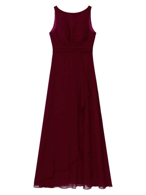 Women Solid V Back Maxi Bridesmaid Dresses thumb