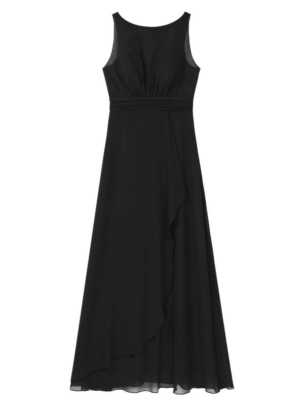 Women Solid V Back Maxi Bridesmaid Dresses thumb