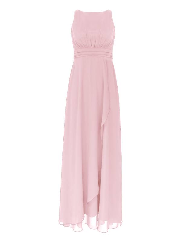 Women Solid V Back Maxi Bridesmaid Dresses thumb
