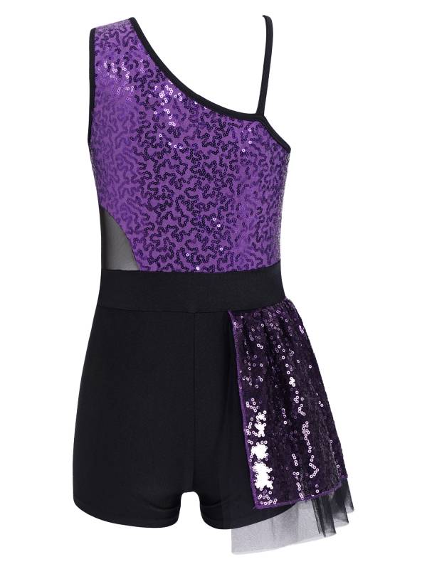 Kids Girls Sleeveless Sequins Jazz Dance Leotards thumb