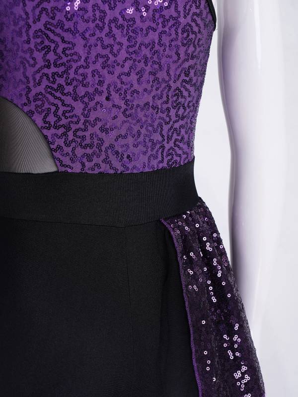 Kids Girls Sleeveless Sequins Jazz Dance Leotards thumb