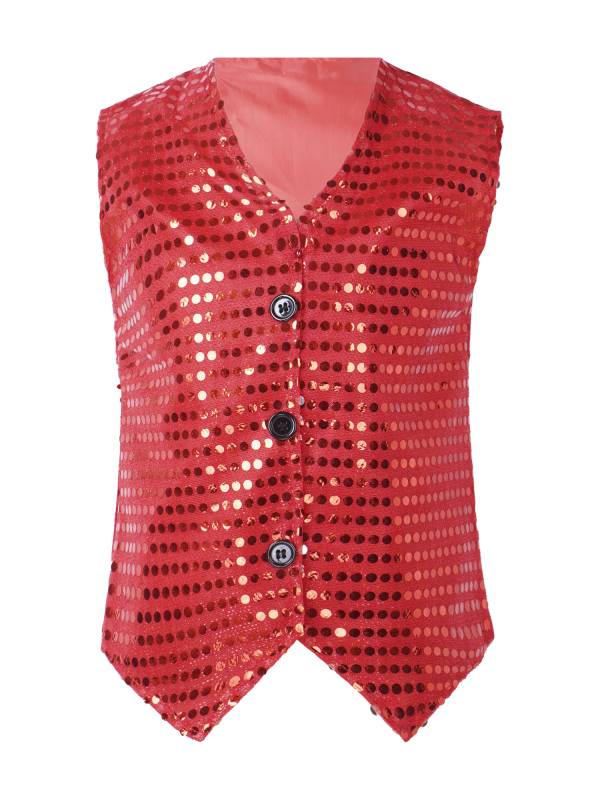 Kids Boys Sleeveless Sequins Solid Color Vest thumb