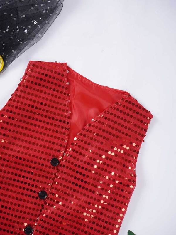 Kids Boys Sleeveless Sequins Solid Color Vest thumb