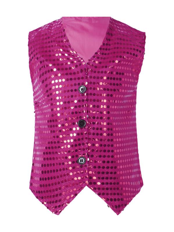 Kids Boys Sleeveless Sequins Solid Color Vest thumb